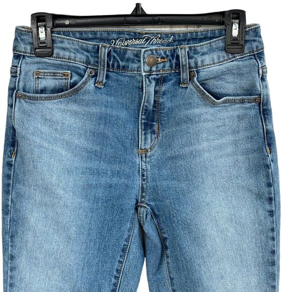 Universal Thread SZ 0/25 Kick Boot Crop Jeans Hi-Rise Zip-Fly Stretch Frayed Hem - Picture 2 of 9